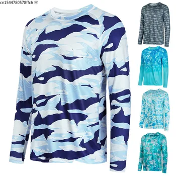Рыболовная рубашка Мужская Одежда для рыбалки с длинным рукавом Летняя быстросохнущая дышащая верхняя одежда Camisa Pesca Одежда для рыбалки