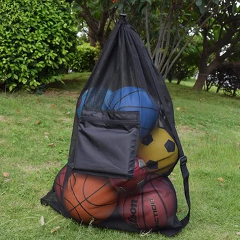 Сверхпрочная сетчатая сумка для мяча, Регулируемый скользящий шнурок, сумка для хранения спортивного инвентаря для баскетбола, футбола, пляжных видов спорта.