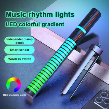 Светодиодная лента RGB с подсветкой для управления музыкальным звуком, 40 светодиодов, перезаряжаемые, приложение для управления музыкой, атмосфера, звукосниматель ритма, компьютер, автомобиль