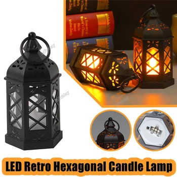 Светодиодная ретро-шестиугольная свеча, Ветряная лампа, Детская Портативная лампа, Настольное украшение на Хэллоуин, лампы с пони