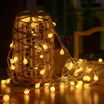 Светодиодные шаровые гирлянды с питанием от USB / аккумулятора, гирляндная гирлянда, водонепроницаемая уличная лампа, украшение рождественских праздников, свадебных вечеринок