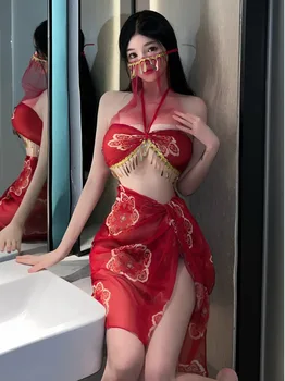 Сексуальное Экзотическое Модное Женское Мини-платье Sweet 2023 Корейские топы для танцев в Экзотическом стиле Hanfu Позолоченное платье Elegant V8NY