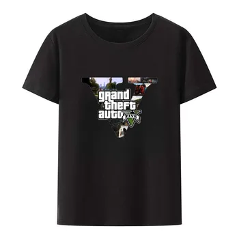 Серая футболка Grand Theft Auto Vice City, футболка GTA GAME, мужская футболка с графическим рисунком на заказ, футболка с круглым вырезом и коротким рукавом премиум-класса