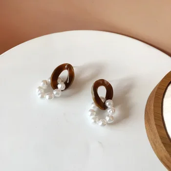 Серьги-кольца с имитацией жемчуга из смолы, простые гипоаллергенные серьги в стиле барокко