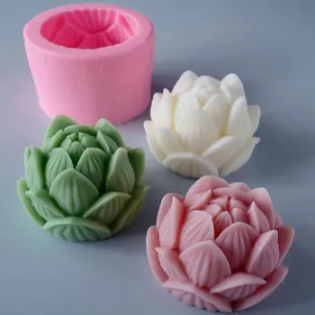 Силиконовая форма для ароматерапевтической свечи в форме 3D цветка Лотоса, силиконовая форма для мыла своими руками