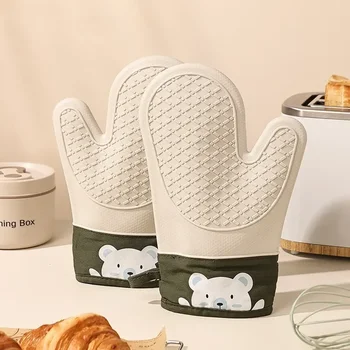 Силиконовые теплоизоляционные перчатки для приготовления пищи, утолщенные нескользящие перчатки для высокотемпературной духовки, кухонные зажимы для выпечки и ошпаривания рук