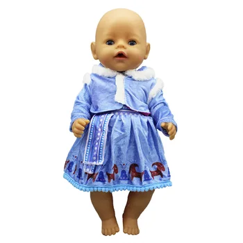 Синее Теплое Платье Кукольная Одежда Подходит Для 17 дюймов 43 см Кукольная Одежда Born Baby Костюм Для Подарка На День Рождения Ребенка