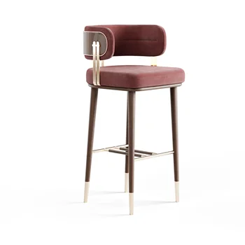 Скандинавский барный стул из массива дерева, домашний легкий роскошный обеденный стул, высокий стул, дизайнерский барный стул