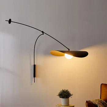 Скандинавский светодиодный настенный светильник, Черные регулируемые настенные светильники с длинными рукавами, промышленные дизайнерские настенные светильники для украшения спальни и гостиной