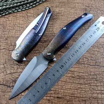 Складной карманный нож Twosun с цветной титановой ручкой Flipper D2 Satin Blade для кемпинга и охоты в сборе EDC TS248