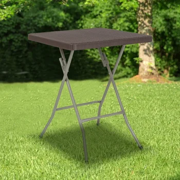 Складной столик из коричневого ротанга площадью 1,95 квадратных фута, подходящий для улицы, гостиной, вечеринки, пляжа