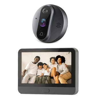 Смарт-камера Tuya 1080P Wifi дверной звонок с глазком пластиковая аудиокамера 5000 мАч для Alexa Google