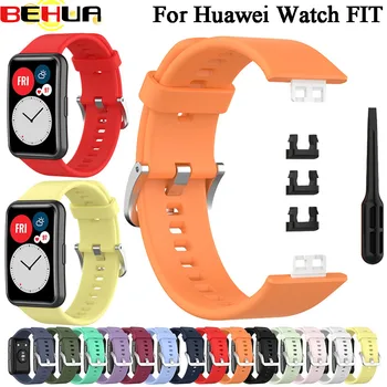 Сменный силиконовый ремешок BEHUA для Huawei Watch Fit Band Correa Смарт-ремешок на запястье Браслет Pulseira Спортивный ремень