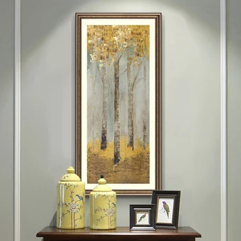 Современная абстрактная живопись маслом, плакаты и принты, настенные рисунки на холсте, абстрактные Золотые деревья для декора гостиной Без рамки