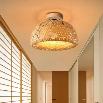 Современные простые бамбуковые потолочные светильники ручной работы в китайском стиле E27 Лампы для освещения гостиной столовой Home Deco