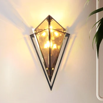 Современный дизайн в скандинавском стиле, гостиничный проход, кровать в спальне, настенный светильник из янтарного дымчато-серого хрустального стекла, красивый светодиодный настенный светильник