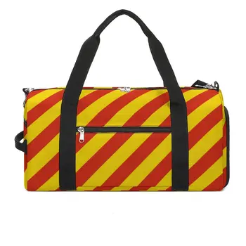 Спортивная сумка в красную полоску, спортивная сумка с принтом, аксессуары для спортзала, Национальный флаг, мужская водонепроницаемая дизайнерская сумка, Забавный багаж, сумка для фитнеса