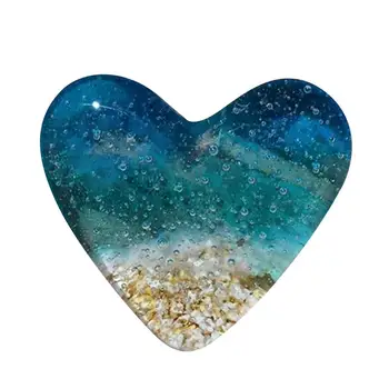 Стеклянные сувениры в форме сердца для морского пляжа, романтическое сердце из голубого хрусталя для того, кого вы любите