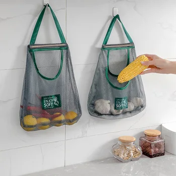 Сумка для хранения фруктов и овощей, имбиря, чеснока, кухонная сумка для хранения Влагостойкая сетчатая сумка, подвесная полая и дышащая Сумка для хранения