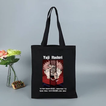 Сумки Аниме Дзюдзюцу Кайсен Итадори, Большая сумка через плечо, Тканевая холщовая сумка для покупок, Сумка для девочек, школьная сумка