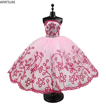 Темно-розовое балетное платье-пачка для куклы Барби, аксессуары для кукол 1/6, одежда для танцев, 3-слойная юбка, вечернее платье, игрушки