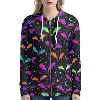 Толстовки HX Bat Galaxy с модными животными, Толстовки с карманами на молнии, пальто, весенне-осенние толстовки Harajuku, Мужская и Женская одежда