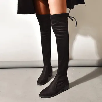 Удобная обувь для прогулок из искусственной кожи, женские ботфорты выше колена, осенняя обувь на плоской подошве в стиле ретро с острым носком, Высококачественные женские ботфорты