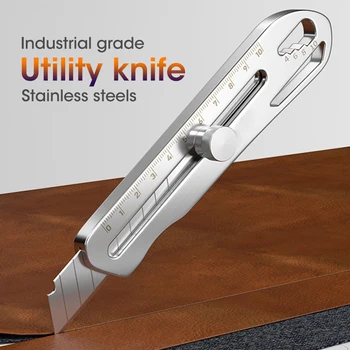 Универсальный нож промышленного класса, 6 В 1, многофункциональный 18-сантиметровый стальной корпус, утолщенный резак для бумаги, сменное лезвие из высокоуглеродистой стали