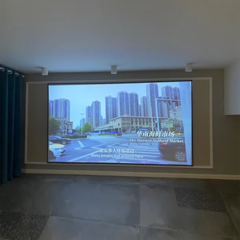 Универсальный проекционный экран 2023 для кинотеатра с дальним и ультракоротким проецированием UST Projector белого цвета с рамкой 1 см для домашнего кинотеатра