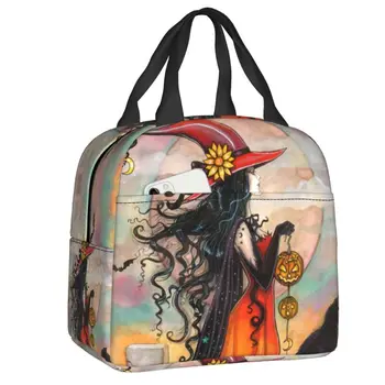 Фантазийная сумка для ланча на Хэллоуин, изолированная ведьмой, для кемпинга, для путешествий, термос-ланч-бокс, Женский Детский контейнер для еды, сумки-тоут