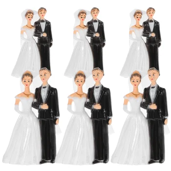 Фигурка жениха и невесты, статуэтка свадебной пары, мультяшная фигурка пары для декора свадебного торта