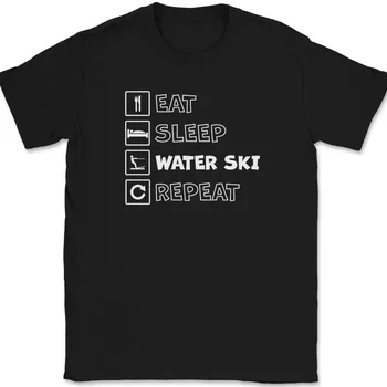 Футболка Eat Sleep с повторением катания на водных лыжах, подарочная футболка Funny Lake Weekend