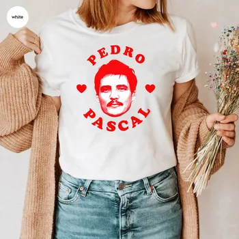 Футболка I Heart Pedro Pascal, футболка I Love Pedro Pascal, футболка Daddy's Girl Y2k, женские футболки в стиле ретро 90-х, футболки с рисунком Каваи, топы для фанатов, подарок