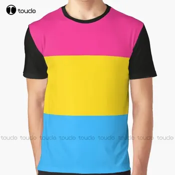 Футболка с изображением флага Пансексуальной гордости, изготовленные на заказ футболки с цифровой печатью для подростков Aldult, унисекс, Забавная уличная одежда с рисунком, футболка с героями мультфильмов