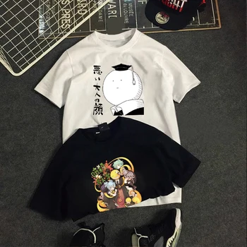 Футболка с персонажем японского аниме Assassination Classroom, Коросенсей Каваи, Графические топы, Женская, мужская, Черно-белая Трендовая уличная футболка