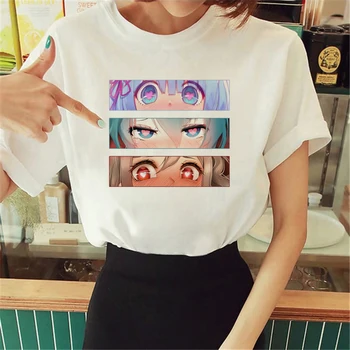 Футболки с аниме-глазами, женская уличная одежда в стиле манга, футболки с забавной женской одеждой в стиле аниме-манга