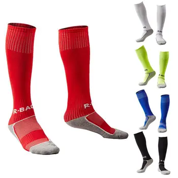 Футбольные носки для мальчиков, Бейсбольные футбольные носки для софтбола, Длинные футбольные чулки, носки до колен для командных видов спорта, детские однотонные носки выше колена