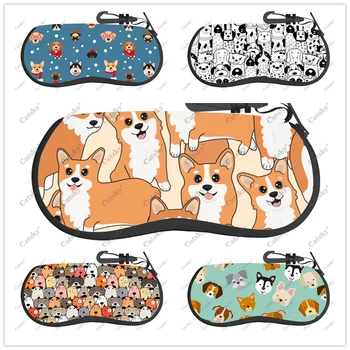 Футляр для очков с бесшовным рисунком для собак, сумки для солнцезащитных очков на молнии, классические мужские и женские сумки для хранения очков-сумка