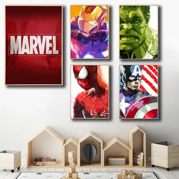 Халк Дисней Марвел, Железный Человек, Акварельный плакат для украшения гостиной, детская комната, картина на холсте, домашняя стена, Офисный декор, картина
