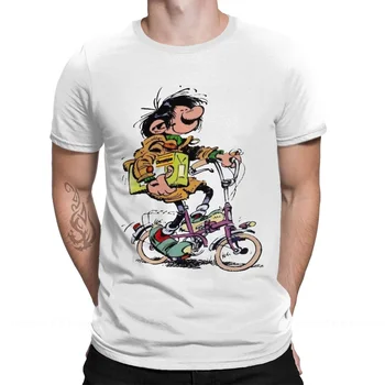 Хлопчатобумажные рубашки с забавным мультяшным принтом Hombre Gaston Lagaffe Аниме Мужская уличная мода футболка для взрослых