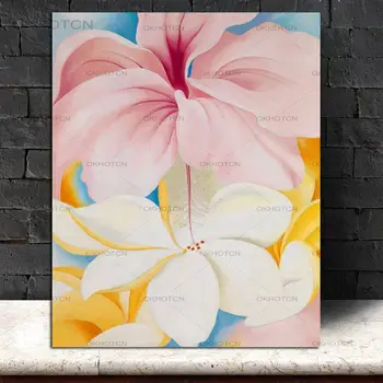 Холст с принтом Джорджии О'Киффе, модульный плакат, Розовые и белые цветы, настенное искусство, Классические картины, домашний декор Без рамки