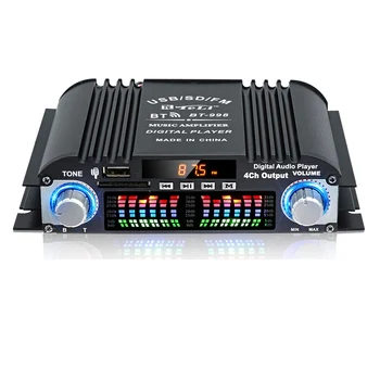 Цифровой аудиоусилитель BT-998 HIFI ЖК-дисплей ClassD Power Amplificador Bluetooth-радио Автомобильный домашний динамик FM USB SD