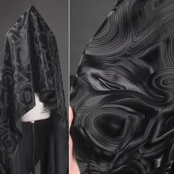 Черная воднозернистая кожаная ткань с креативной текстурой, куртка, сумка, одежда Оптом, Ткань для шитья своими руками, метры, Материал из искусственной вискозы