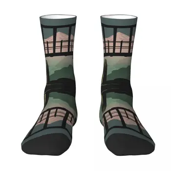 Черные носки контрастного цвета с нарциссом, компрессионные носки в виде рулона одеяла, Юмористический Графический Забавный чулок с черным нарциссом