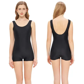 Черный купальник, женский летний комбинезон для живота, цельный спортивный костюм, свободный тренировочный жилет с открытой спиной, быстросохнущие купальники