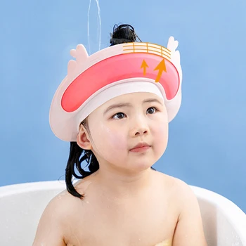 Шапочка для шампуня для детского душа с чашечкой в виде оленя, шапочка для мытья волос, Защита ушей, Регулируемая Безопасная шапочка для детской ванны