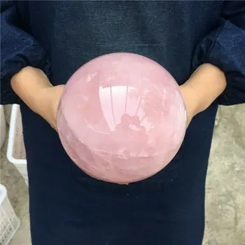 Шар из натурального розового кварца, декоративная пудра, хрустальный шар