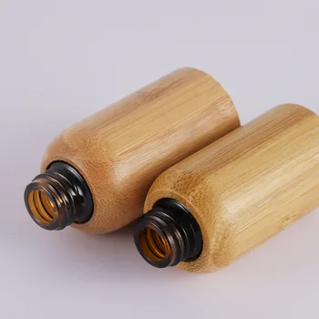 Экологически чистые флаконы-капельницы для эфирных масел из бамбукового дерева черного стекла с бамбуковой крышкой, упаковка для флаконов для эфирных масел из бамбука