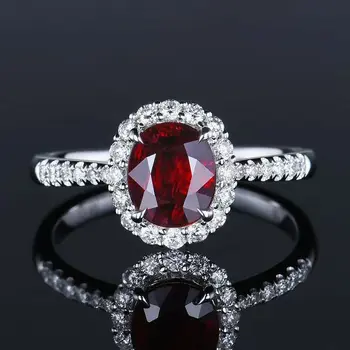 Элегантная женская овальная огранка, Имитирующая Кольца с рубиново-красным камнем, покрытые платиной 18 Карат, Обручальное кольцо, ювелирные изделия для невесты, подарки